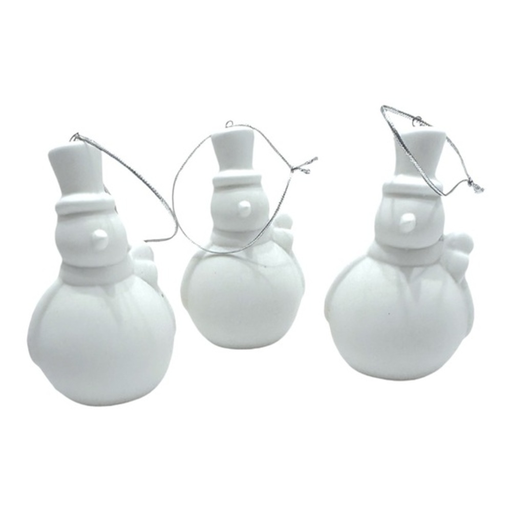 NIB Chestnut Lane Snowman Christmas Ornaments Set of 3 Minimalist Holiday Gift